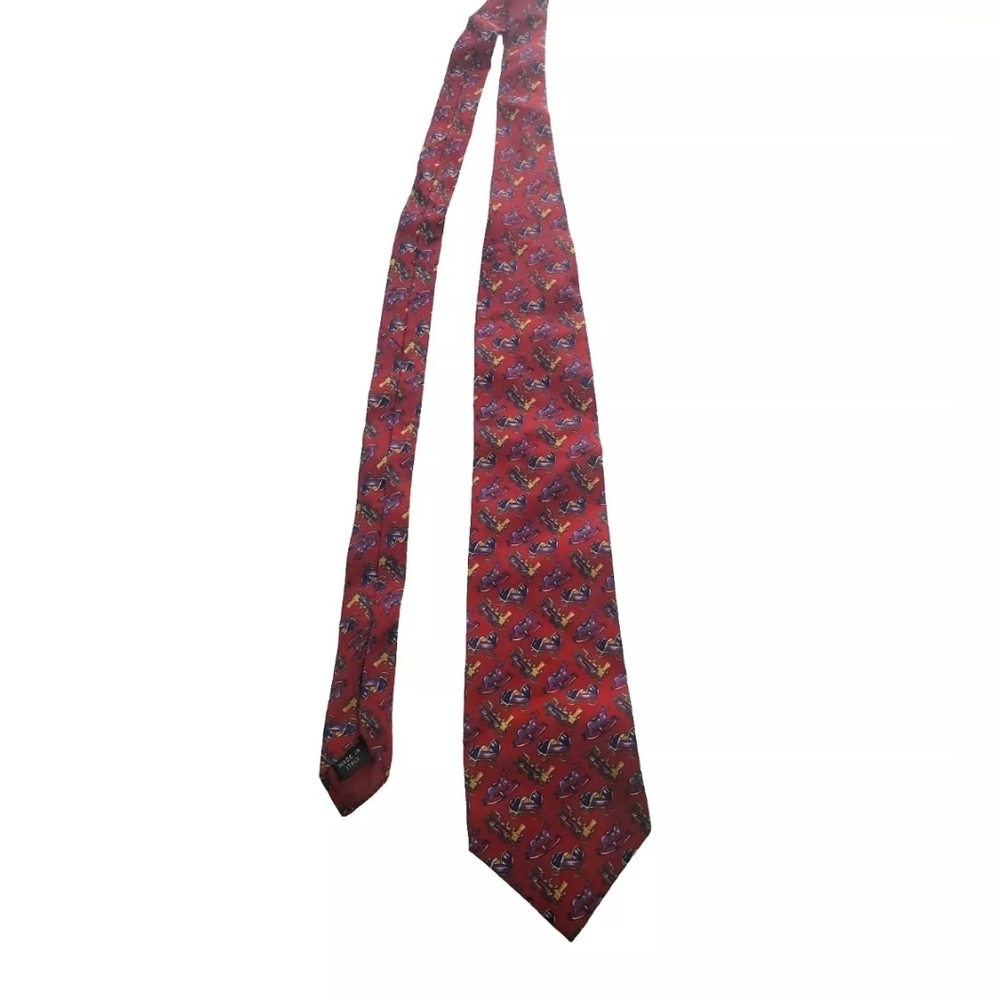 Vintage Men's Necktie Ted Lapidus Tie Made In Italy 100% Silk Designer Red Multi